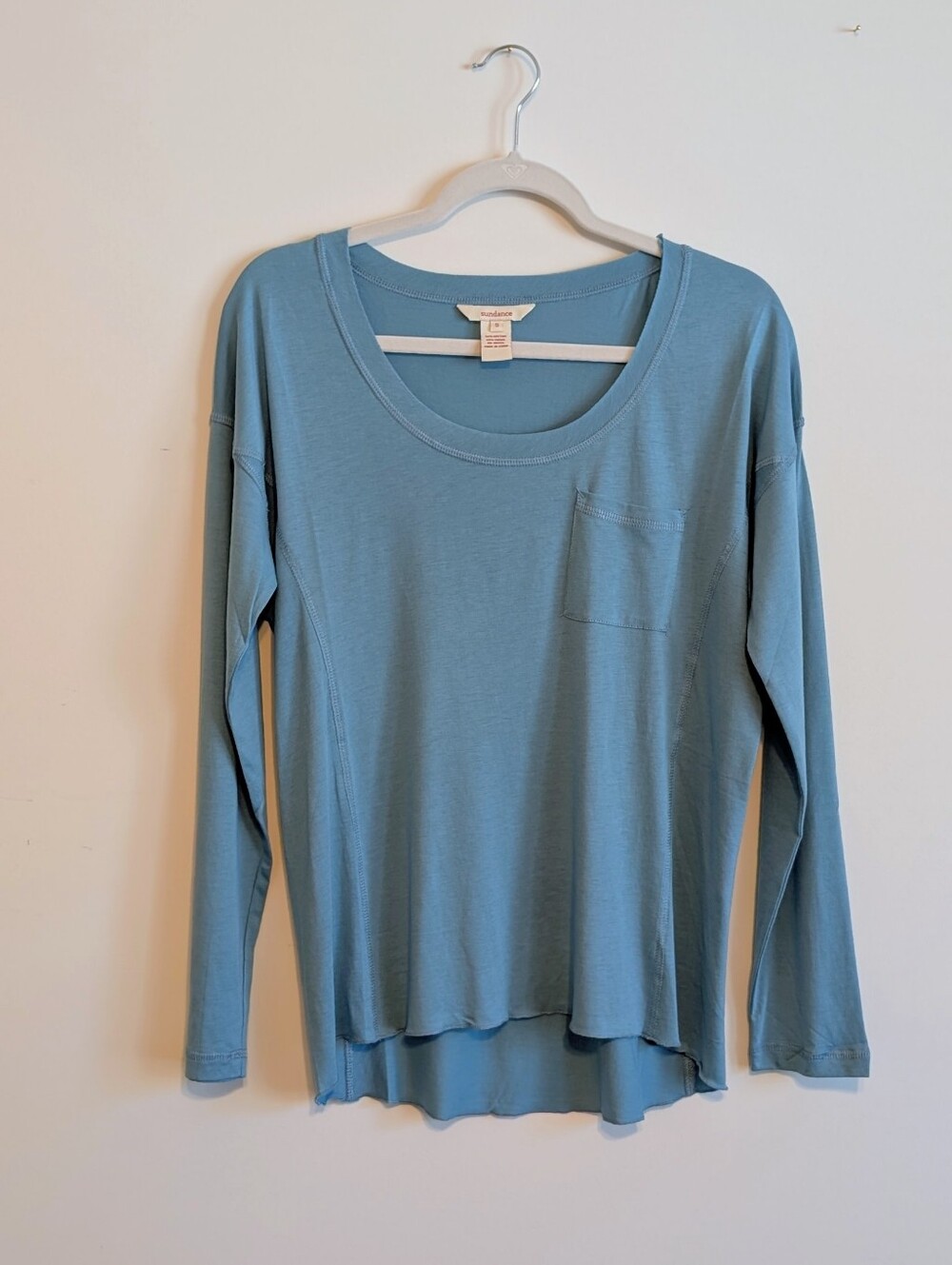 Sundance New "Ever After Tee" Scoop Neck Long-Sleeve Shirt in Dusty Blue - Small